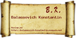 Balassovich Konstantin névjegykártya
